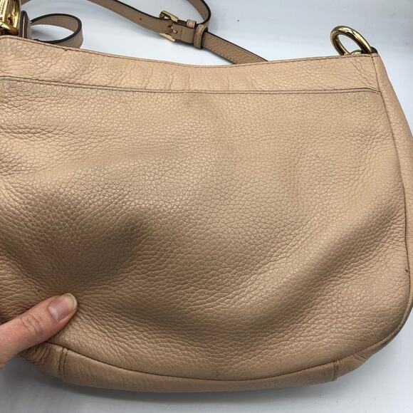 Michael Kors Blush Tan Leather Crossbody Handbag Purse Gold Hardware Bag - Picture 7 of 14